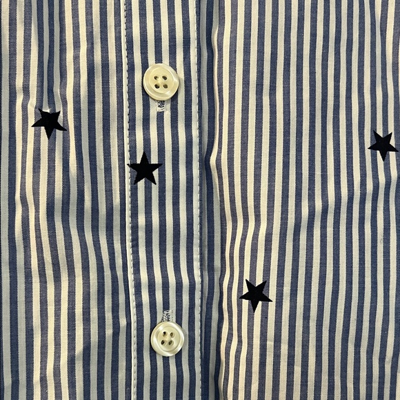 Kate Spade Stars & Stripes Poplin Shirt with Ruffle Collar & Cuffs NWOT - Picture 3 of 10